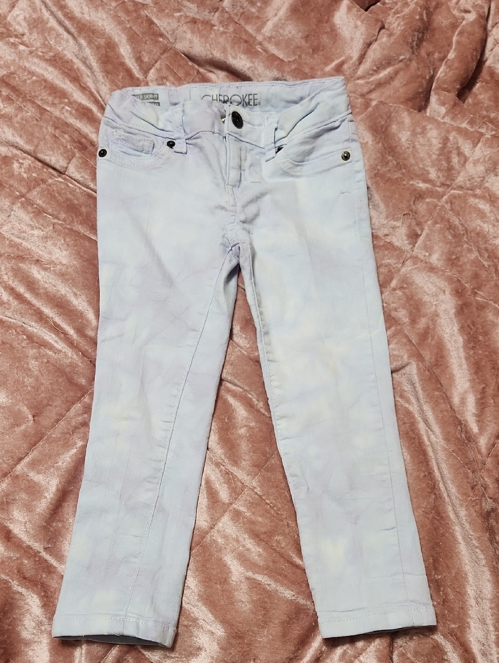Cherokee Girls' Light Purple Tie-Dye Clouds Skinny Jeans - Kids Bottoms